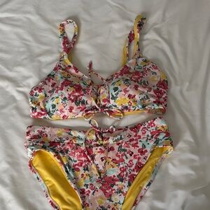 Time and Tru Floral Bikini - Pink, Yellow, Red